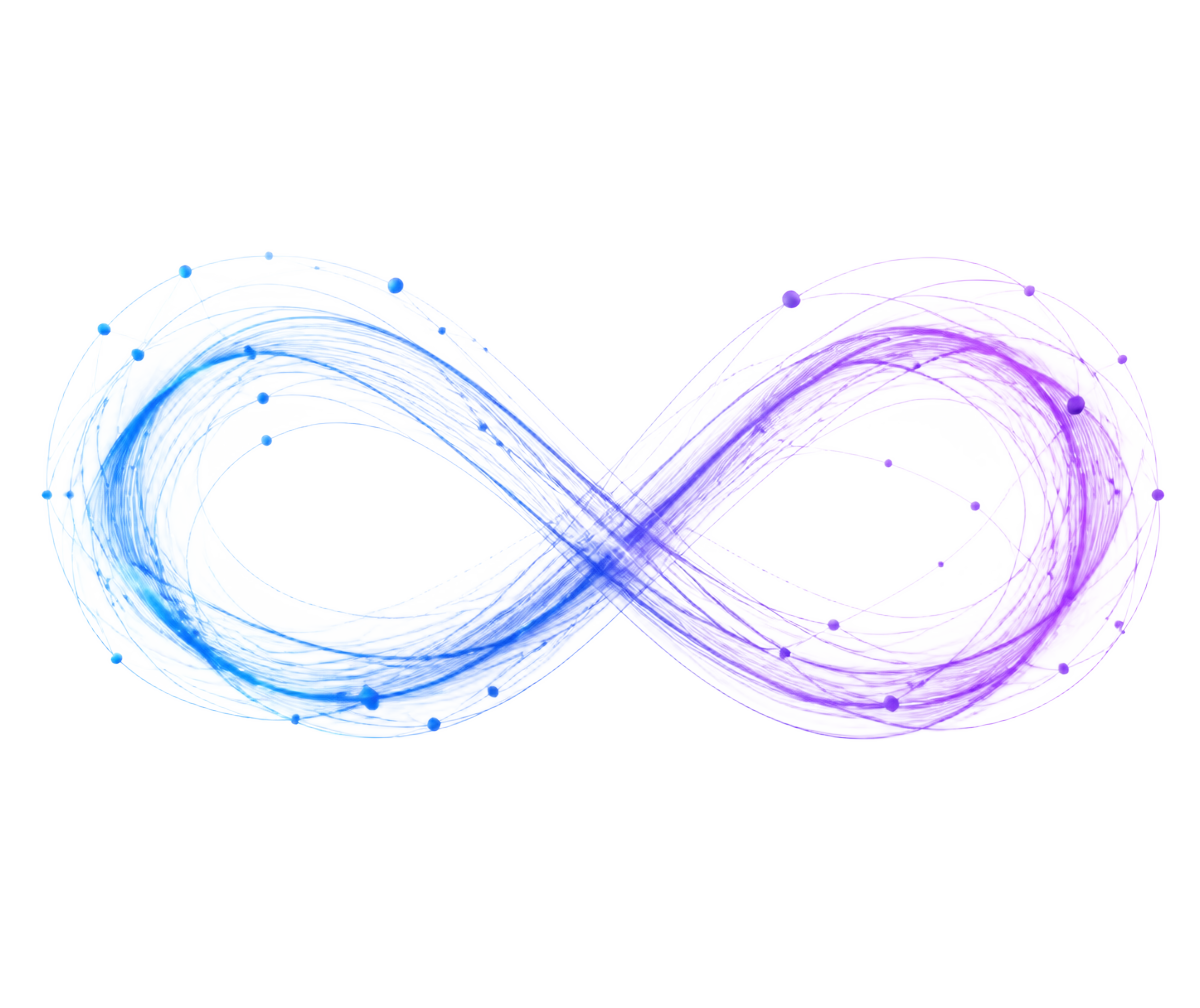 Abstract infinity symbol formed from connected lines, representing joined-up business systems